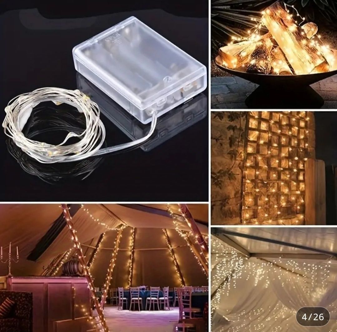 Oswietlenie wewnętrzne LED na baterie- 5 metrów.