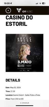 Bilhetes Adele Tributo 2024, Casino Estoril