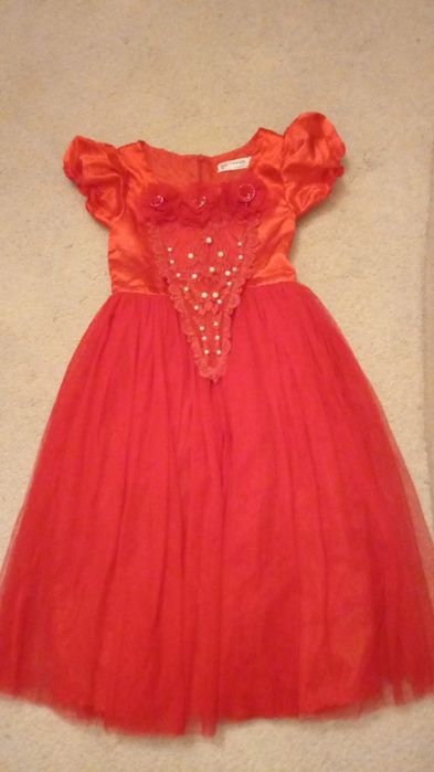 Stroj karnawalowy sukienka okazjonalna czerwona księżniczka rozm. 110