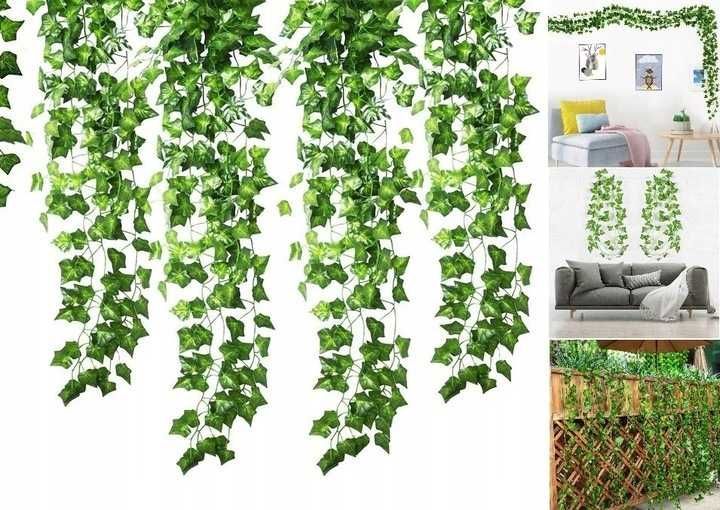 6x Sztuczny Bluszcz 12m Girlanda na Ścianę Balkon