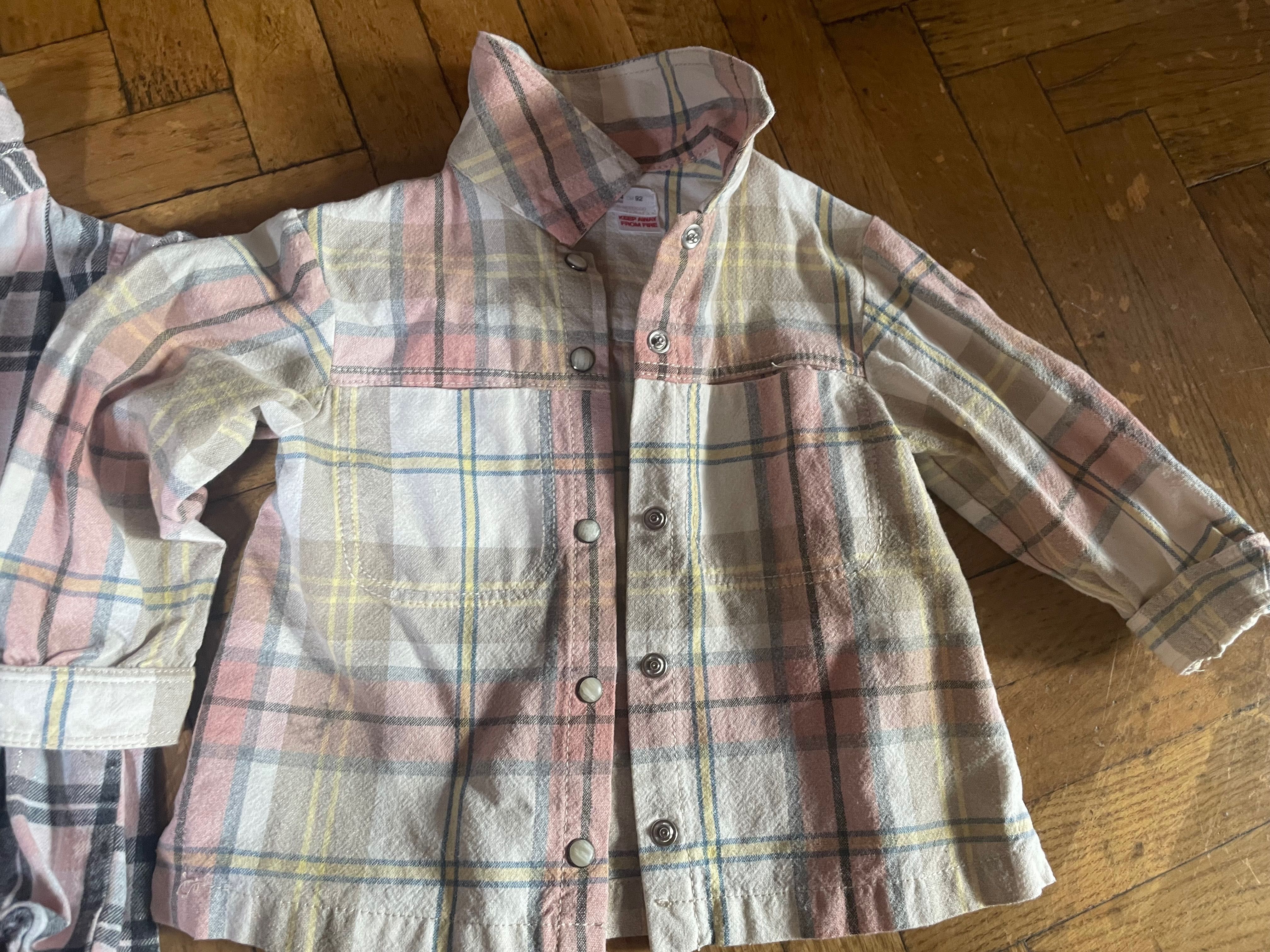 2 koszule w kratę dla dziewczynki Zara Primark śliczne na jesień 92
