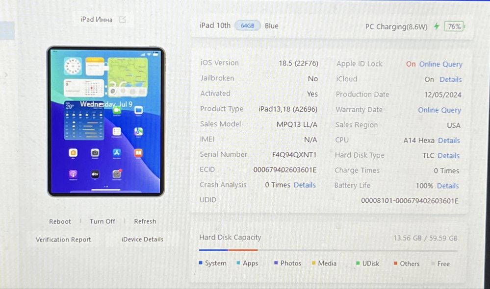 Новий Apple Ipad 10,9 10 gen 64gb Wi Fi Blue планшет