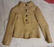 Beżowy sweter wełniany rozpinany L.O.G.G. H&M XS