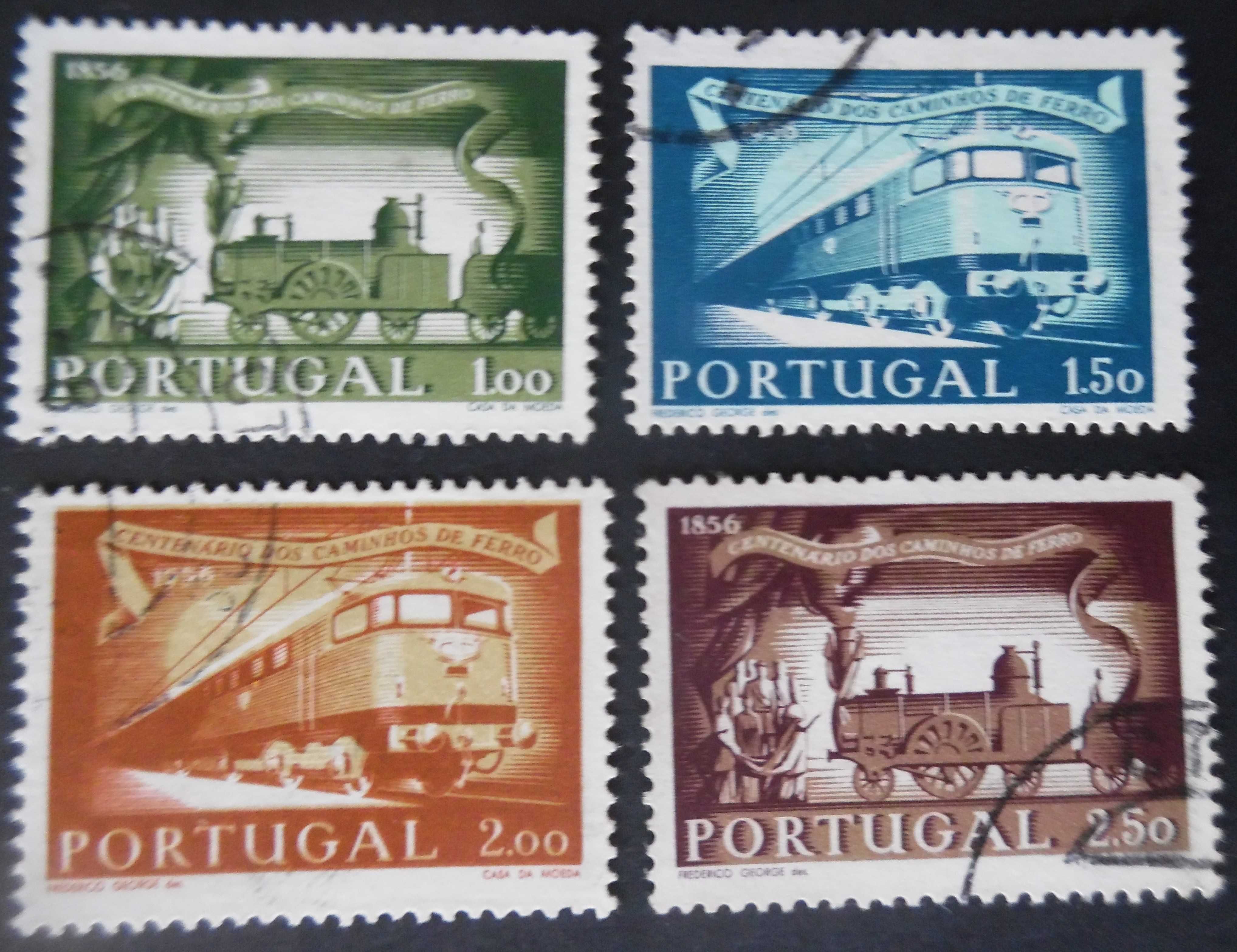 Selos Portugal 1956-Centenário Caminhos Ferro Completo usados