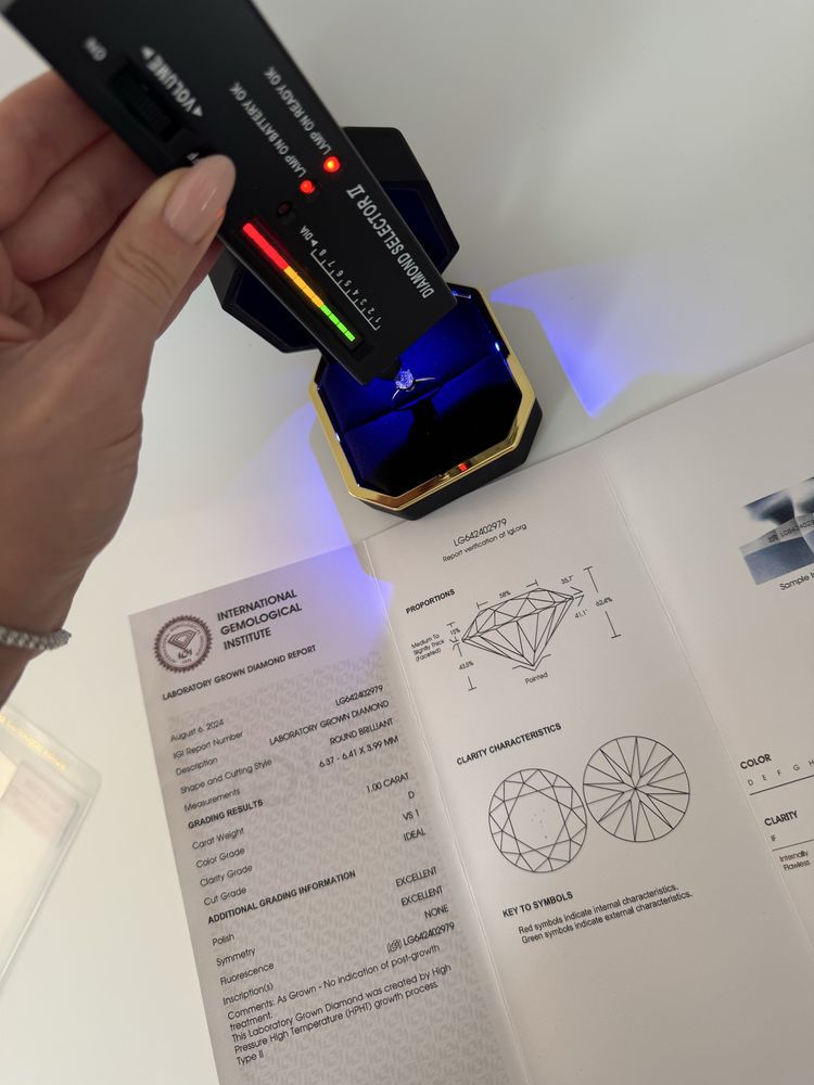 Pierścionek z diamentem 1 CT VS1 D, certyfikat IGI, brylantem, 585