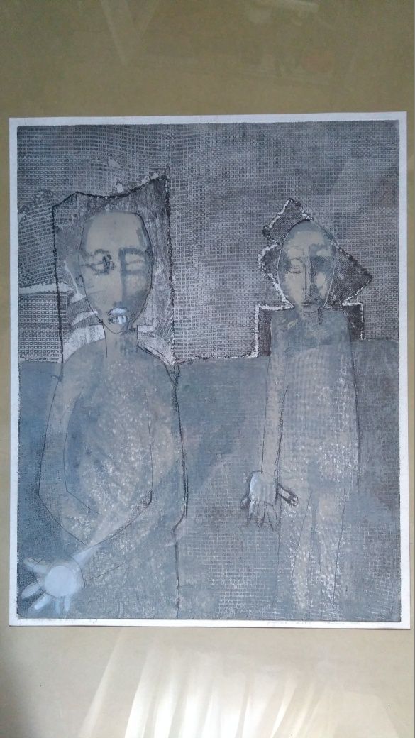 Obraz , grafika , Tamara Sass , linoryt 1993 , 52x66,5