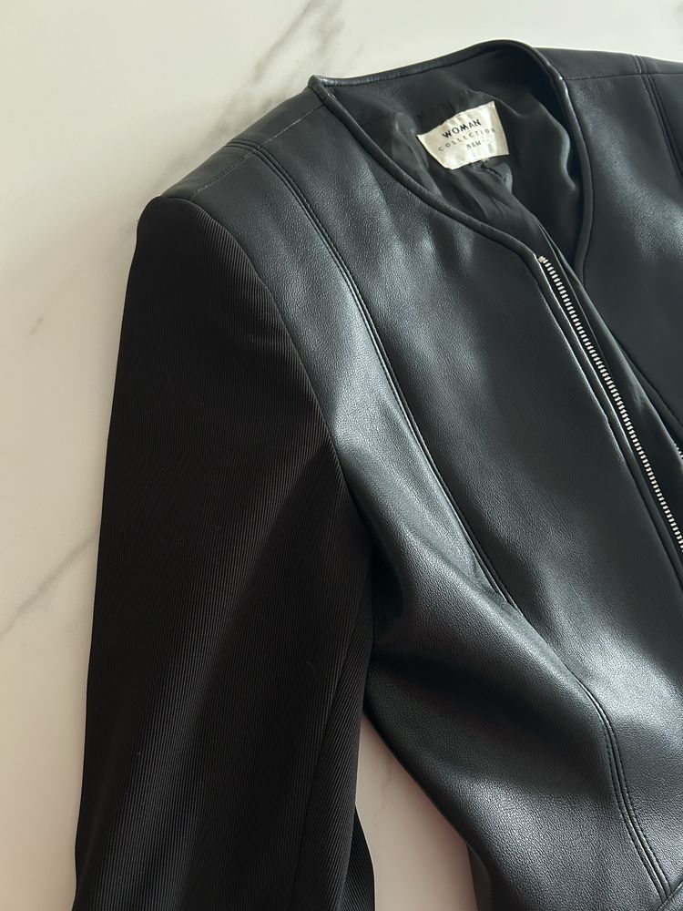 Płaszczyk żakiet kurtka h&m skórzana marynarka