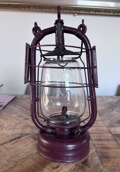 Duża lampa naftowa Frowo przedwojenna Klosz Hortensja Piotrków