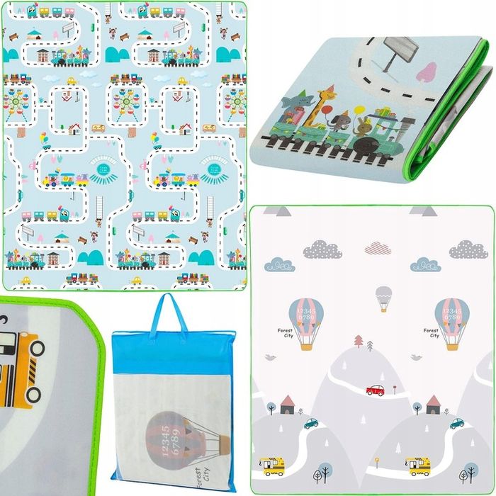 Mata Edukacyjna Piankowa Duża Dla Dzieci 180x150cm Składana Dwustronna