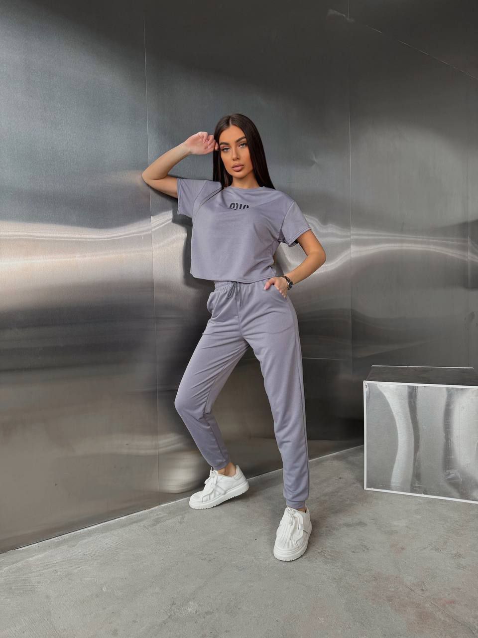 ‼️ Жіночий костюм MIU MIU: футболка+штани. Р.42-44, 46-48