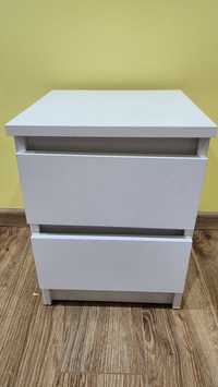 Biała Mała Szafka Nocna (40x30x30), 2 szuflady (komoda, stolik)