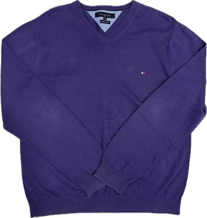Tommy Hilfiger meski sweter XL fioletowy klasyczny logo vintage casual
