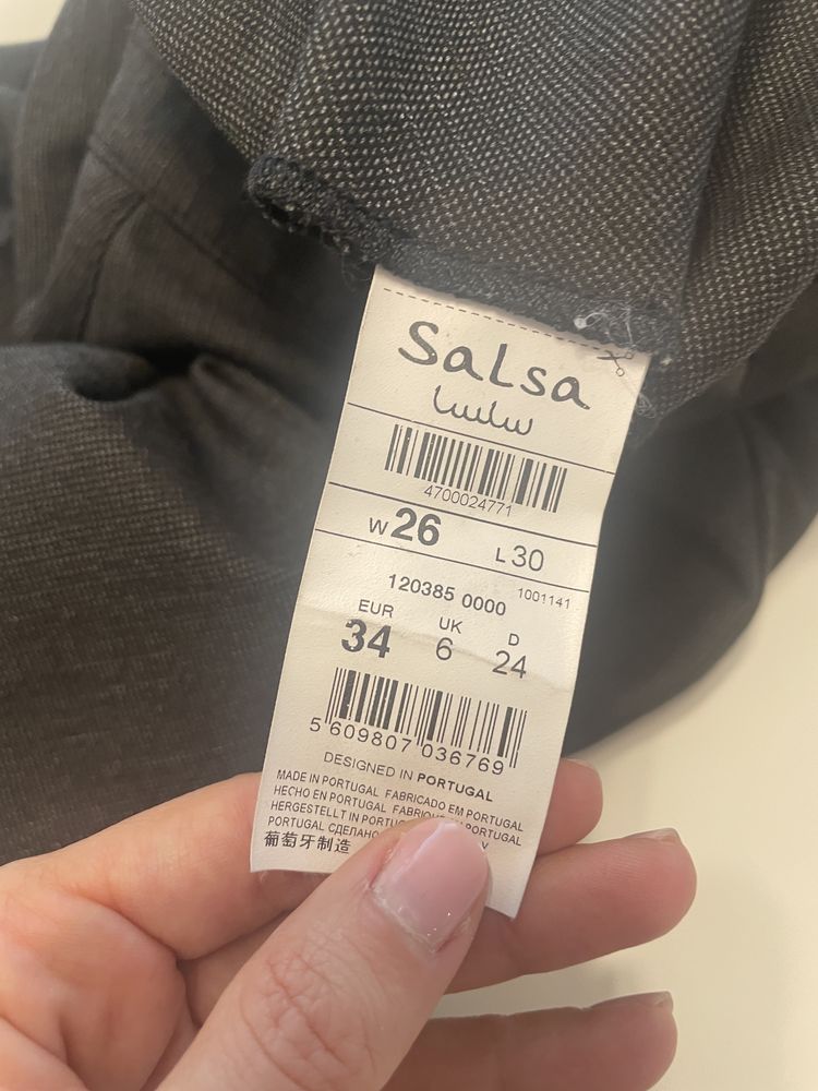 Calças Salsa cinzentas capri, tamanho 26