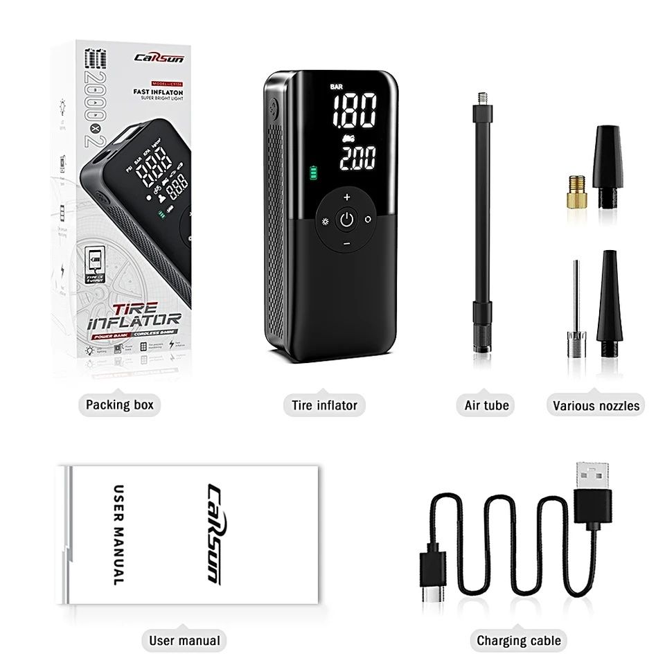 Bomba de ar a bateria com PowerBank