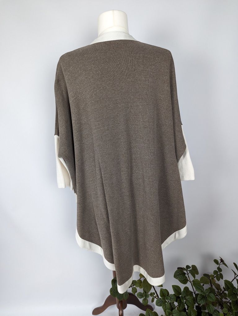 Beżowa ciepla wierzchnia narzutka kardigan gęsty splot freesize/  M38
