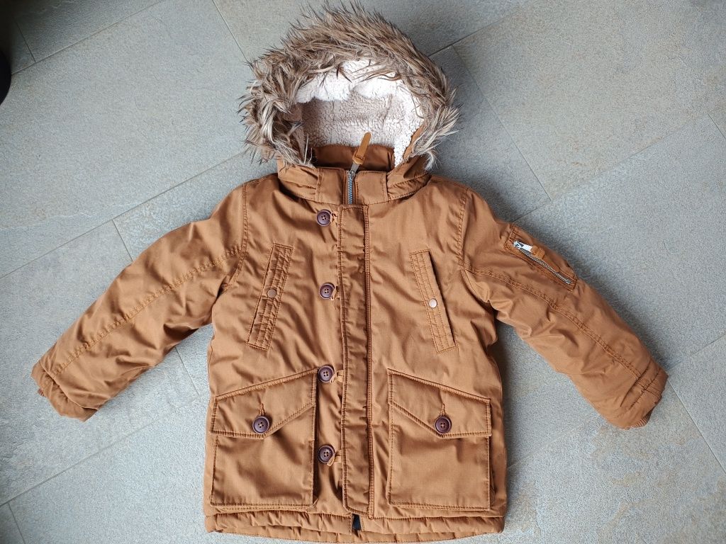 Kurtka zimowa ocieplana * watowana parka z kapturem H&M 116