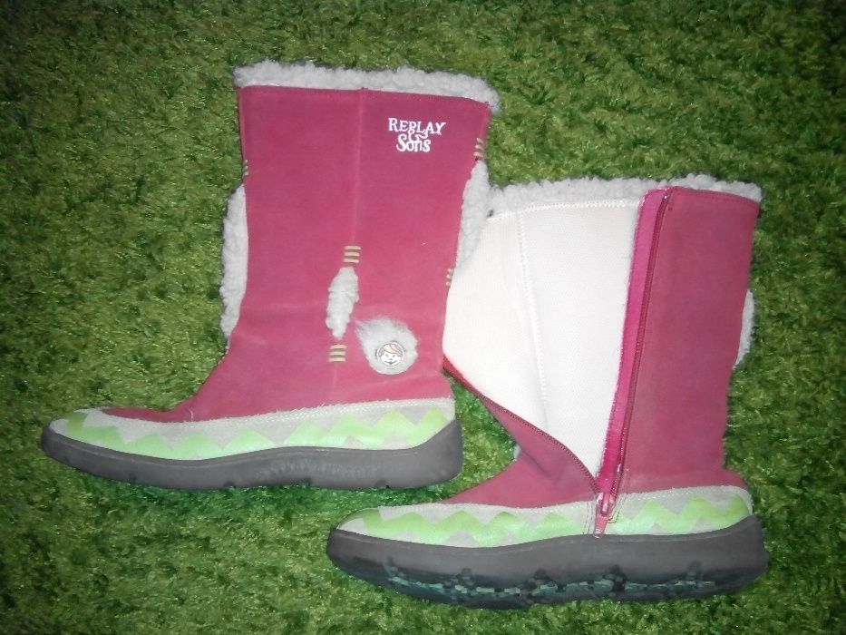 сапоги новые кожа замша бренд REPLAY&SONS красные