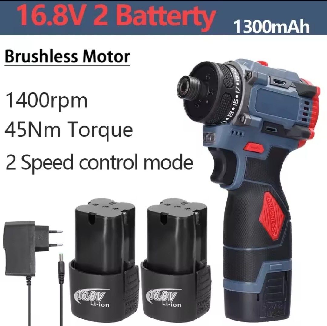 ПОТУЖНИЙ безщітковий компактний шуруповерт 16,8 V Brushless
