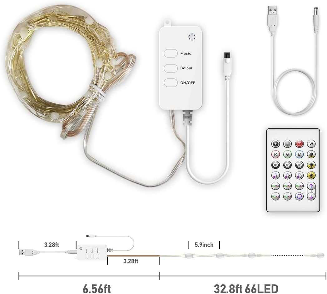 Inteligentne łańcuchy świetlne z Wi-Fi / 10 m, 100 diod LED