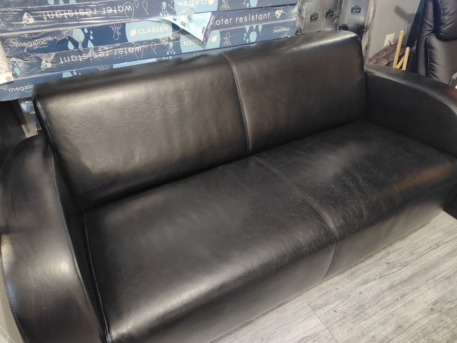 Sofa skórzana czarna bez funkcji spania