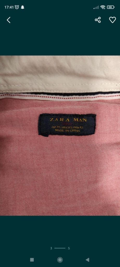 Różowa koszula męska Zara rozmiar XL