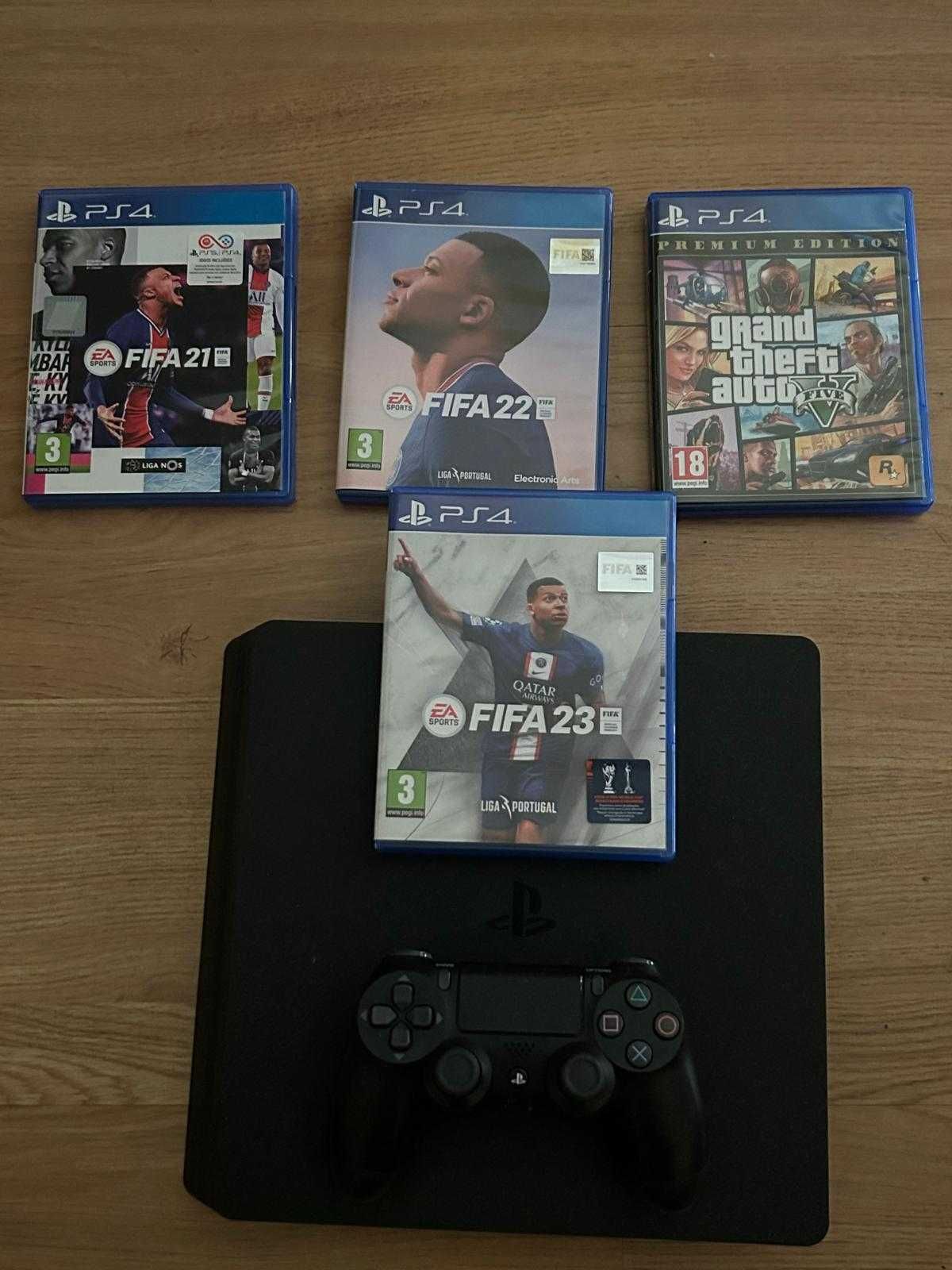 Vendo PS4 Slim com 1 comando e jogos.