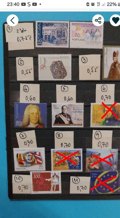 Selos de Portugal .Novos c/Goma.Ano  1992 a 2.000.Ref .26/10
