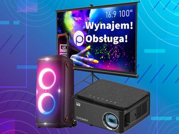 Wynajem Rzutnik Projektor Głośnik JBL 710 310 Ekran Projekcyjny