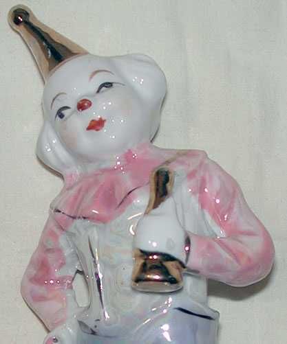 Ręcznie Malowana Figurka Klauna Clown Arlekin Pajacyk Porcelanowy