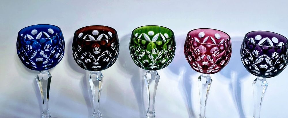 Kieliszki kryształowe Paill Putzler/ szkło kolorowe