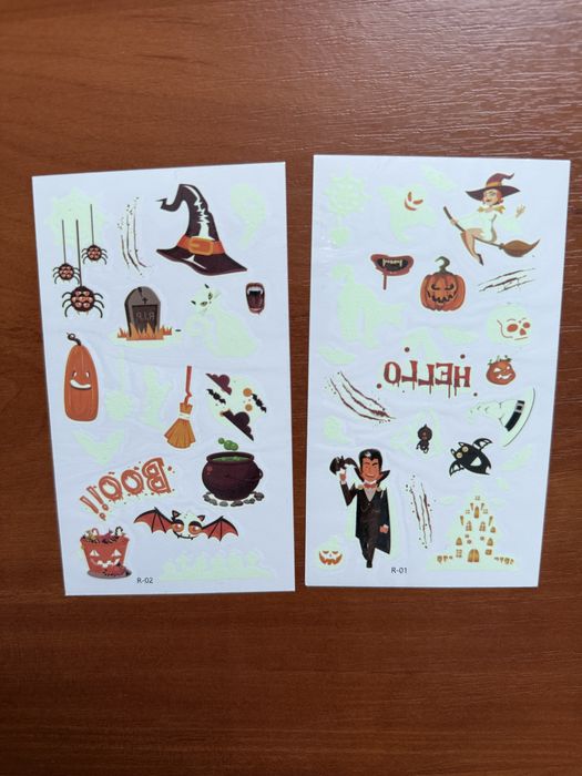 Тимчасові тату, що світяться Хеловін та Новий рік, новый год, хеллоуин