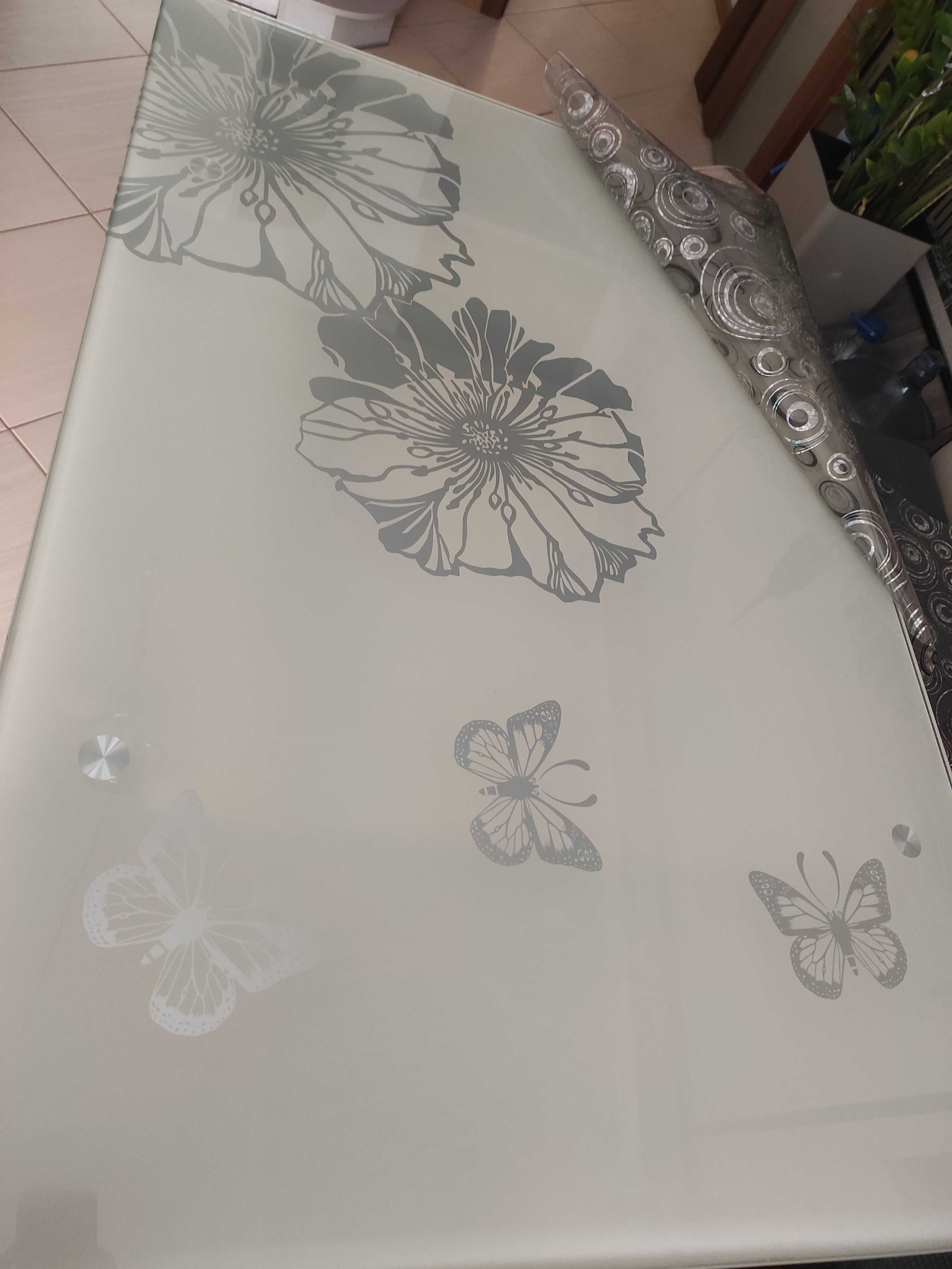 Стіл скляний  стол стеклянный silver flowers епіцентр