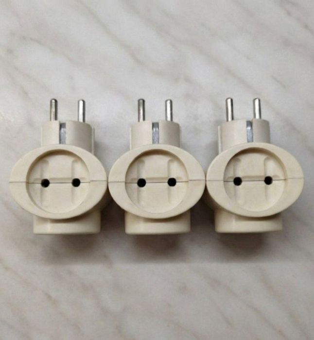 Трійник електричний з заземленням 250V 16A, комплект 3 шт