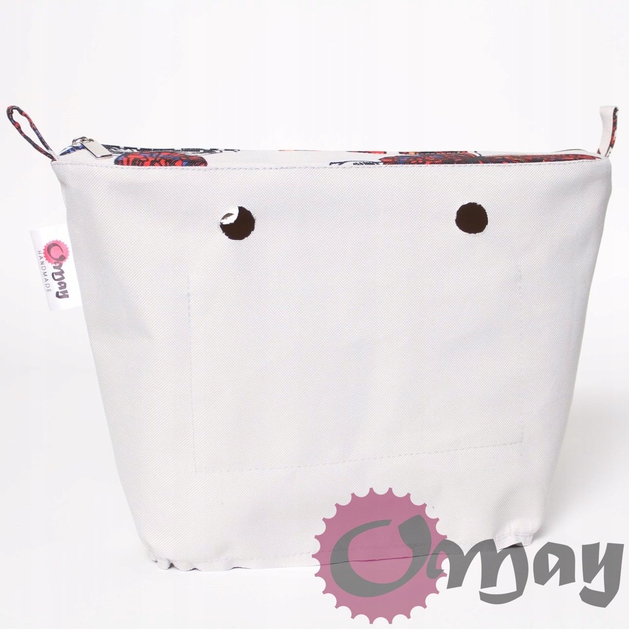 organizer do OBAG MINI róże i motyle szary 2 kieszenie wkład OMAY