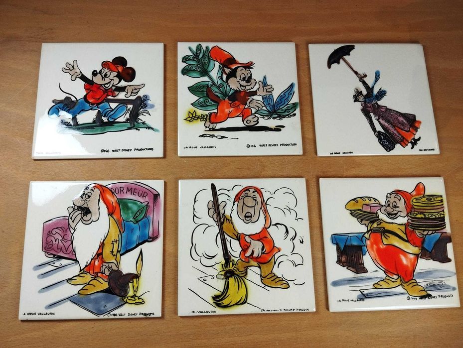Lote de 6 Azulejos Vintage Disney