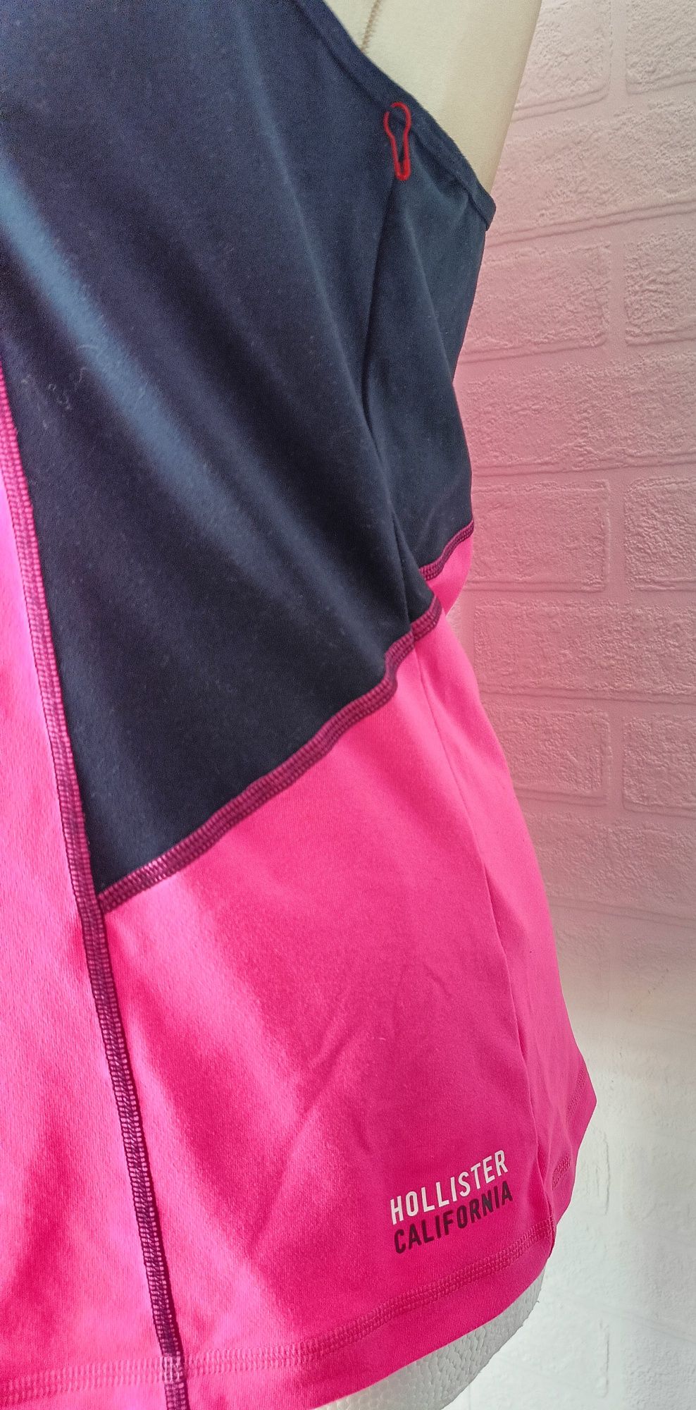 Różowo-czarna sportowa bluzka na ramiączkach rozmiar L