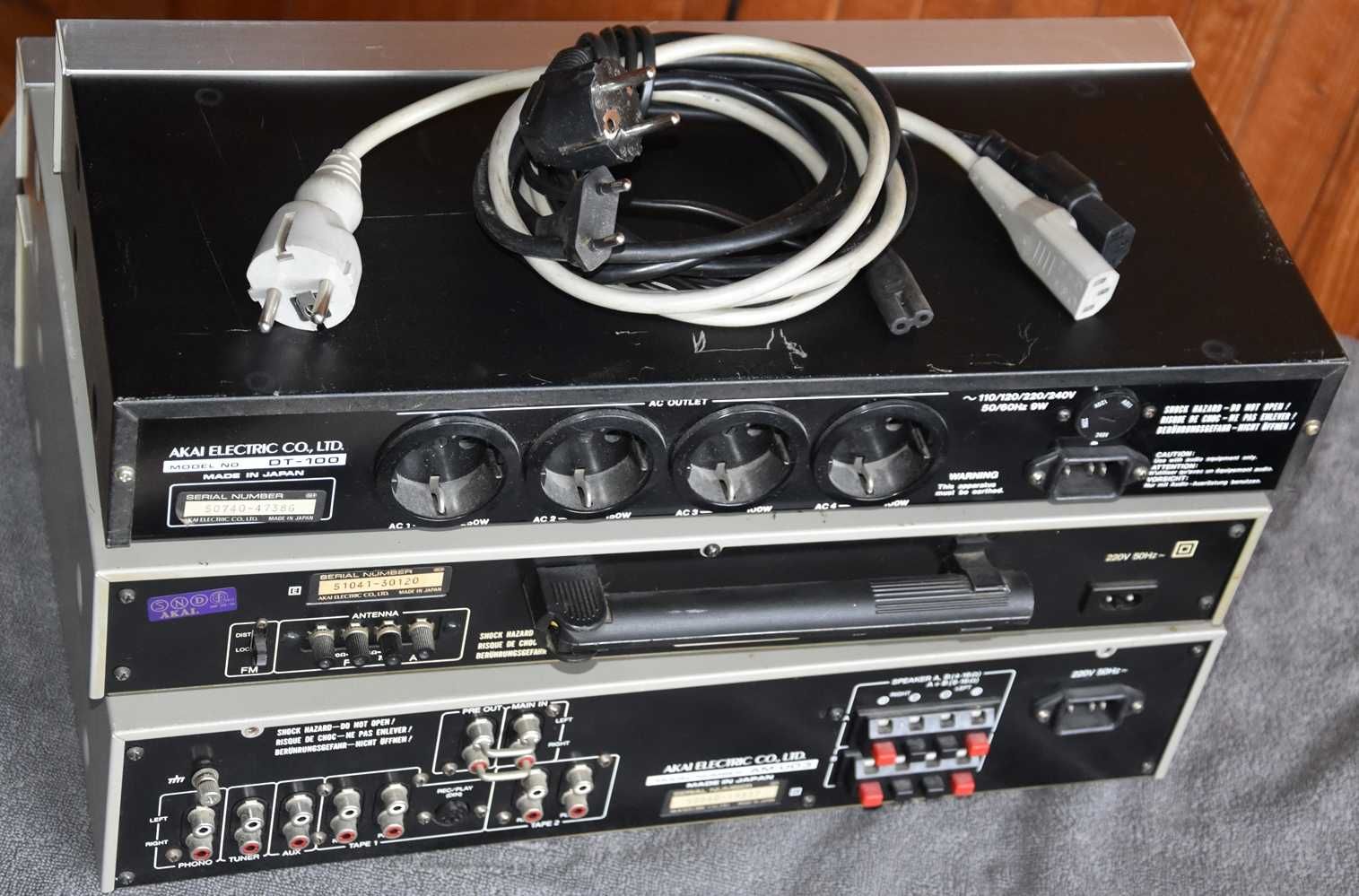 Vintage Zestaw Stereo AKAI AT-K03 AM-U03 DT-100 Wieża Japan