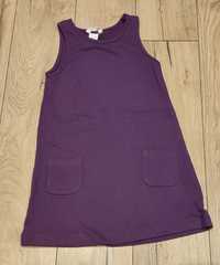 Sukienka tunika bez rękawów fioletowa H&M 110-116