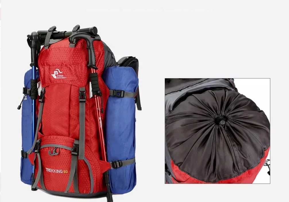Nowy trekkingowy plecak turystyczny, górski 60l, pojemny, wodoodporny