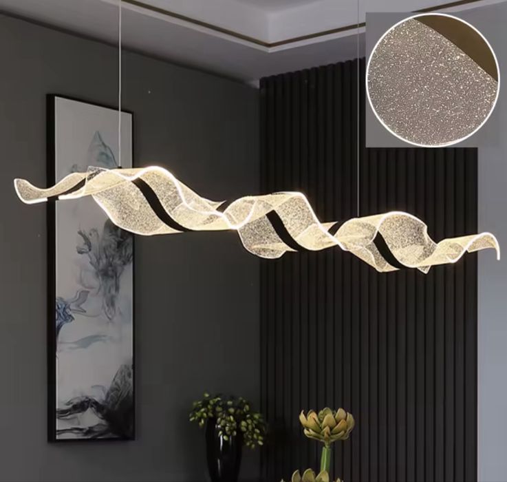 Lampa żyrandol led fala czarny 1,2m