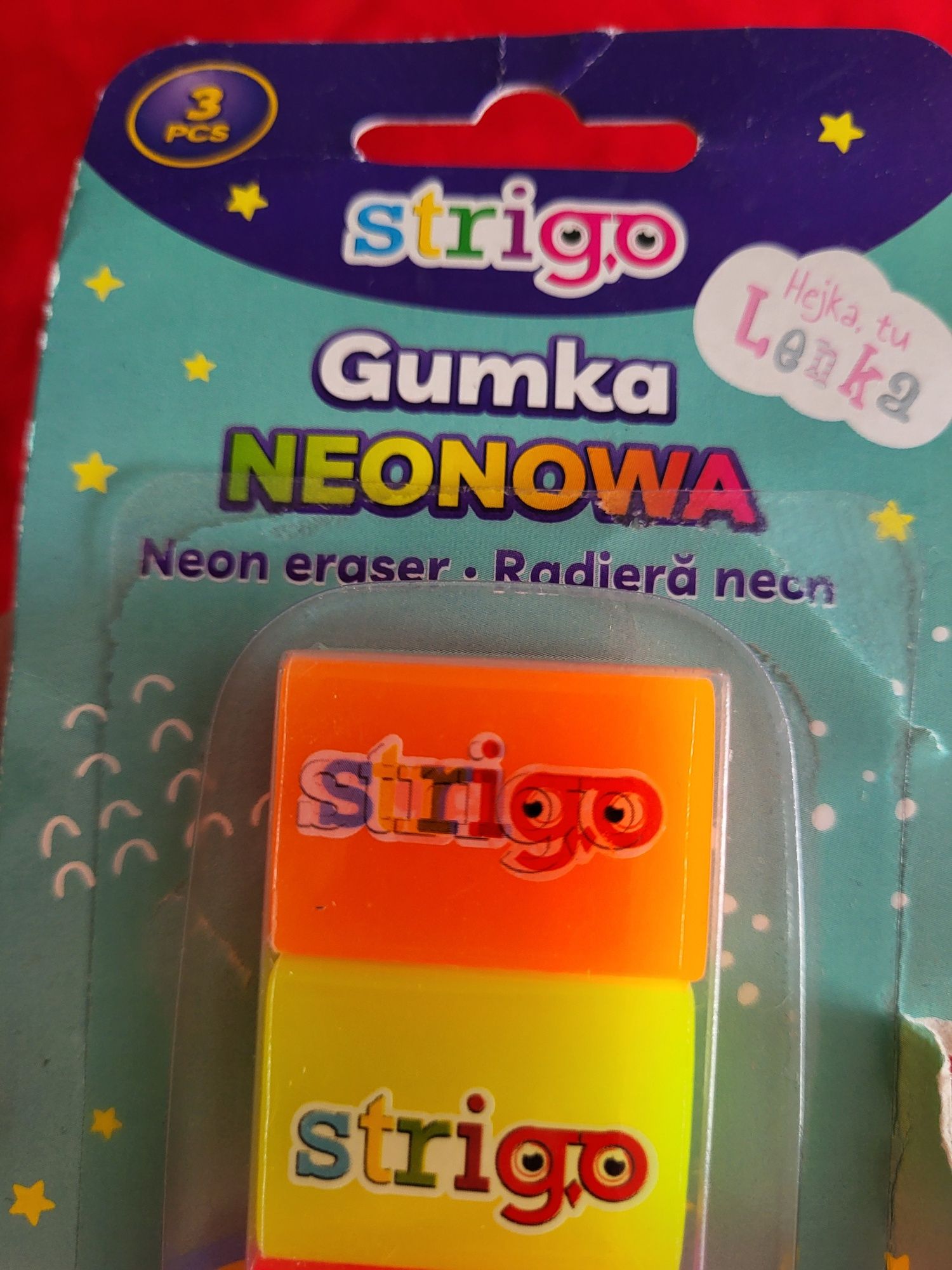 3pak. Gumka neonowa Strigo
