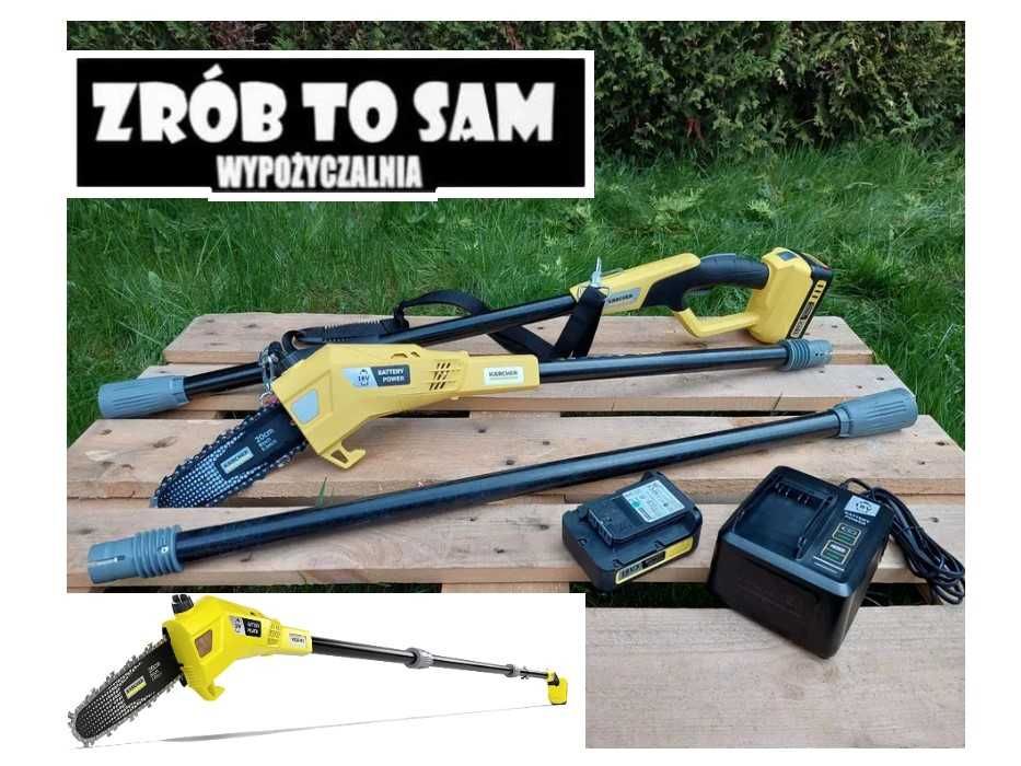 Akumulatorowa piła Karcher na wysięgniku przycinanie drzew wynajem