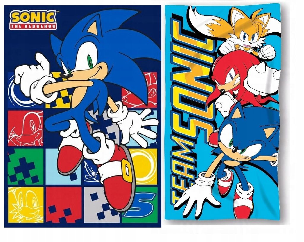 Koc 100x140 Polarowy + Ręcznik 70x140 Jeż Sonic Sonik Polar