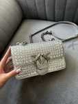 Pinko torebka mini love stebrna brokatowa