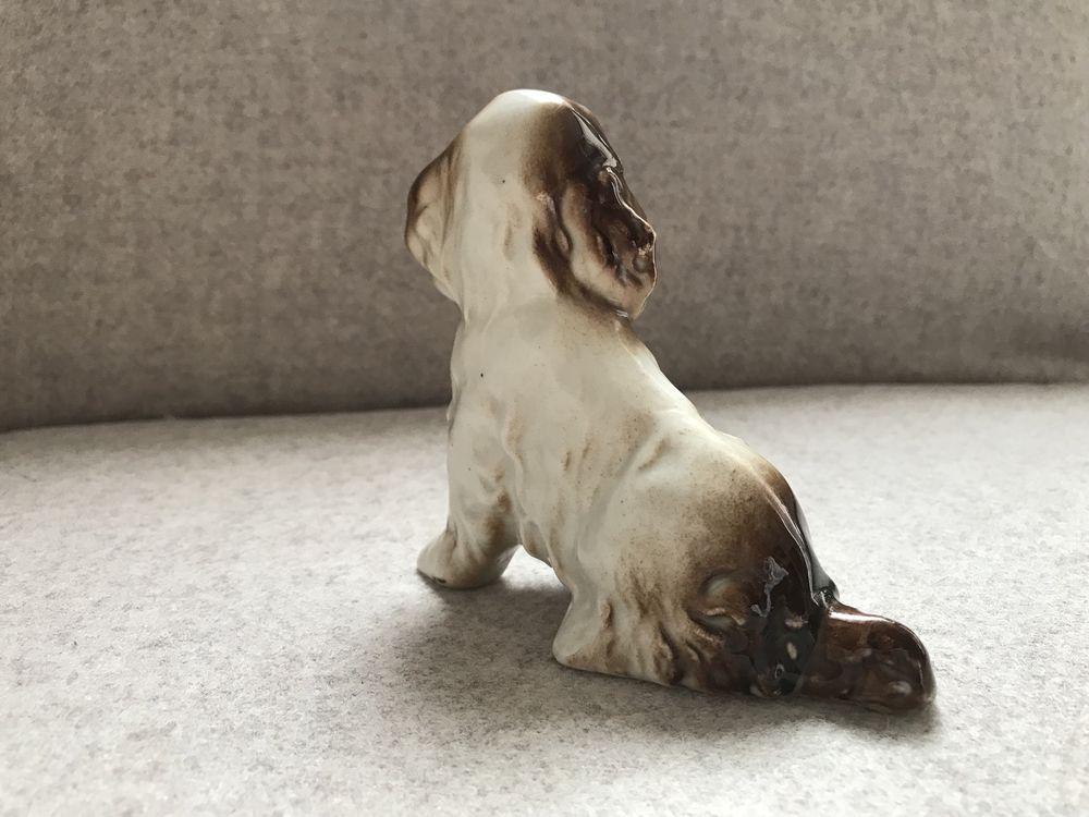 Porcelanowy piesek spaniel vintage