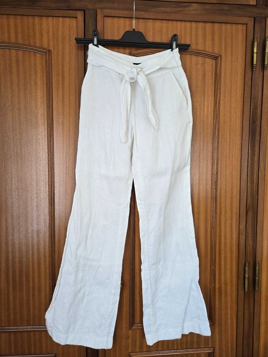 Calças Brancas de Linho Massimo Dutti