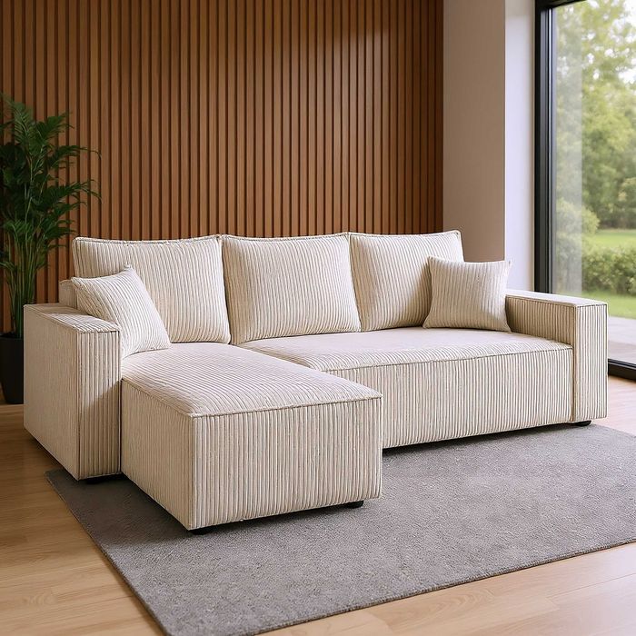 Furniva | Narożnik Rogówka VESTO sofa Narożna z funkcją spania sztruks