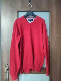 Sweter męski, sweterek czerwony, BYTOM, rozmiar S, v-neck świąteczny