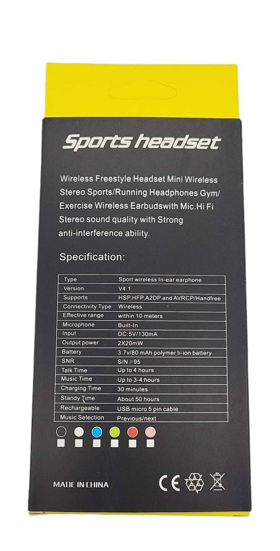 Słuchawki sportowe bezprzewodowe BLUETOOTH +kabel micro USB