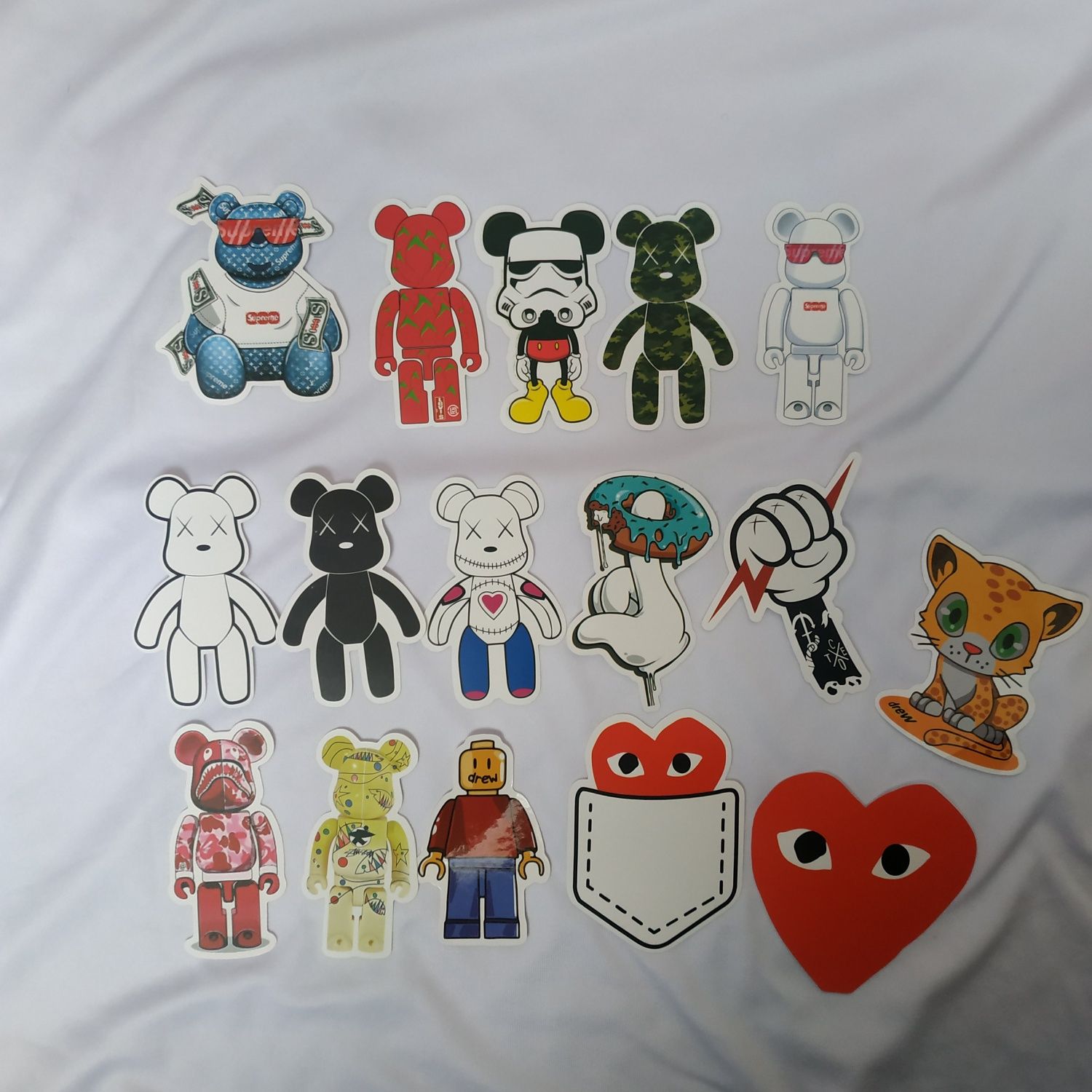 Стикеры, наклейки клоун Kaws,Bearbrick,улица сезам,коржик